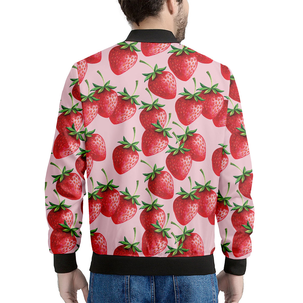 Strawberry Fruit Pattern Print Men's Bomber Jacket
