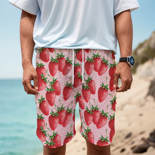 Strawberry Fruit Pattern Print Men's Cargo Shorts