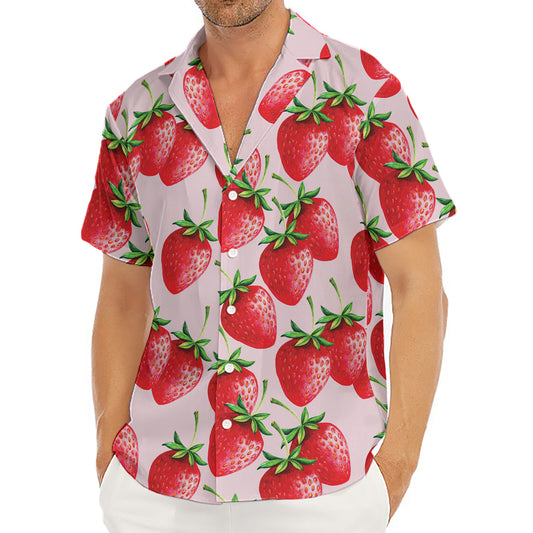 Strawberry Fruit Pattern Print Men's Deep V-Neck Shirt