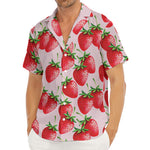 Strawberry Fruit Pattern Print Men's Deep V-Neck Shirt