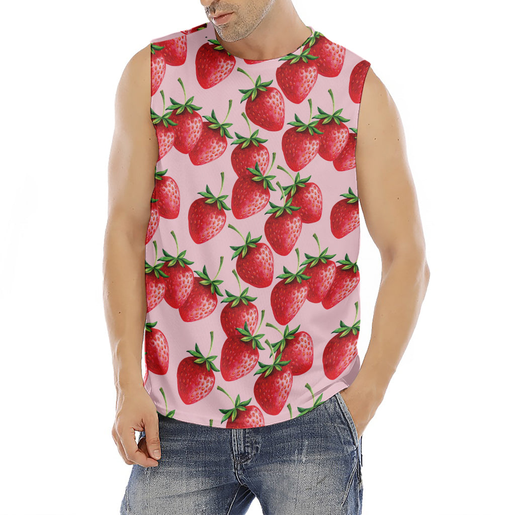 Strawberry Fruit Pattern Print Men's Fitness Tank Top