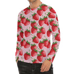 Strawberry Fruit Pattern Print Men's Long Sleeve Rash Guard