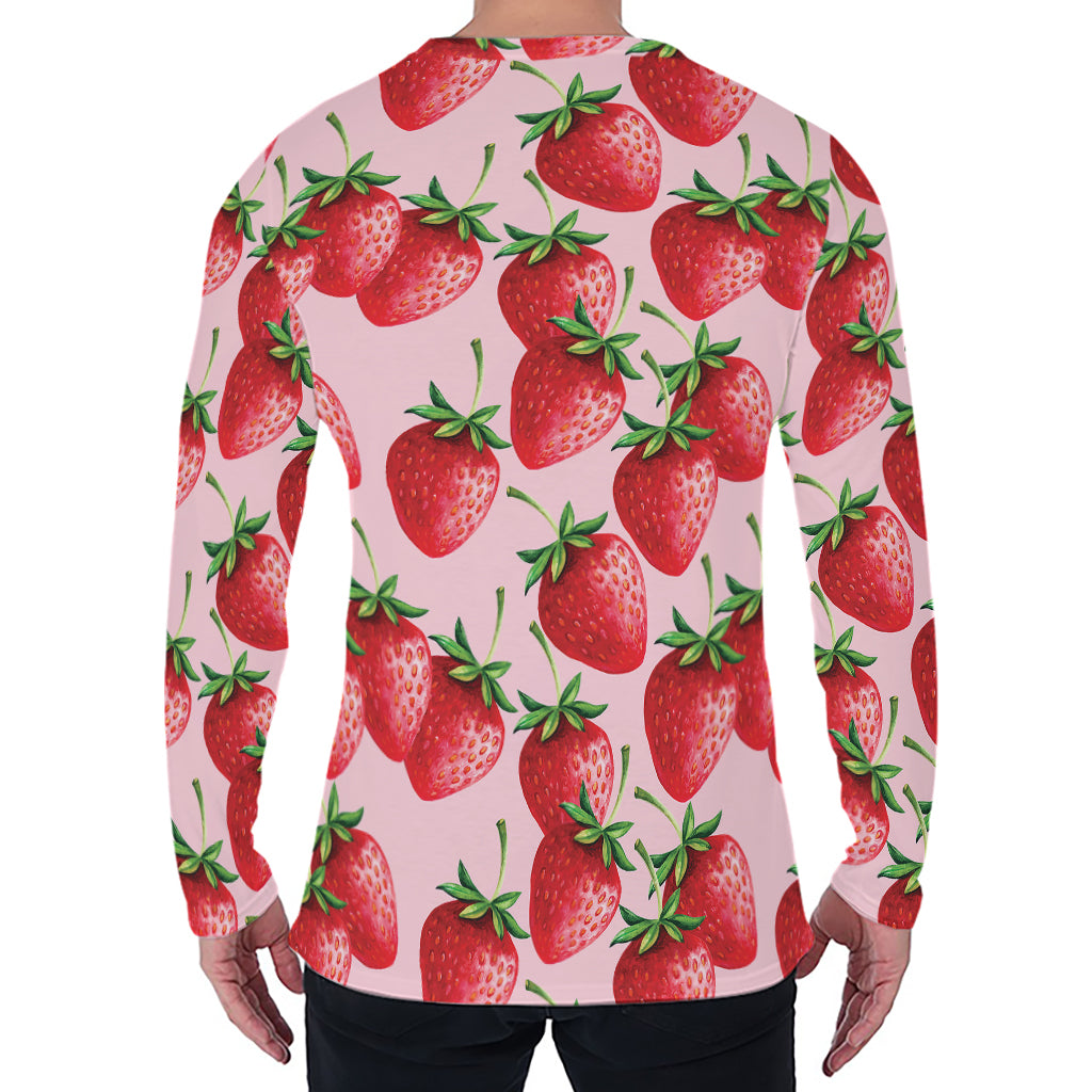 Strawberry Fruit Pattern Print Men's Long Sleeve T-Shirt