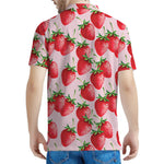 Strawberry Fruit Pattern Print Men's Polo Shirt