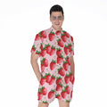 Strawberry Fruit Pattern Print Men's Romper