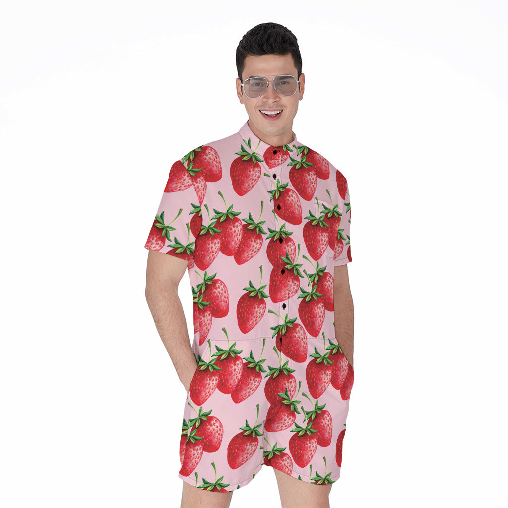 Strawberry Fruit Pattern Print Men's Rompers