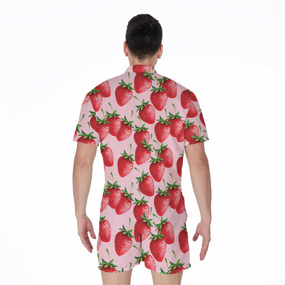 Strawberry Fruit Pattern Print Men's Rompers