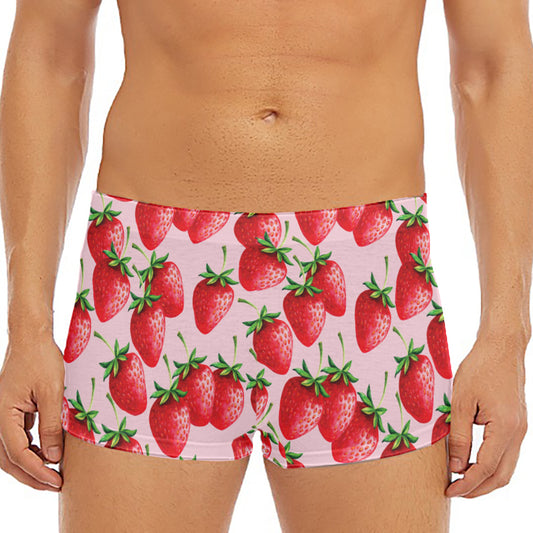 Strawberry Fruit Pattern Print Men's Short Boxer Briefs