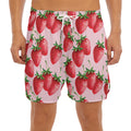 Strawberry Fruit Pattern Print Men's Split Running Shorts