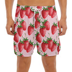 Strawberry Fruit Pattern Print Men's Split Running Shorts