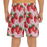 Strawberry Fruit Pattern Print Men's Split Running Shorts