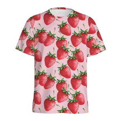 Strawberry Fruit Pattern Print Men's Sports T-Shirt