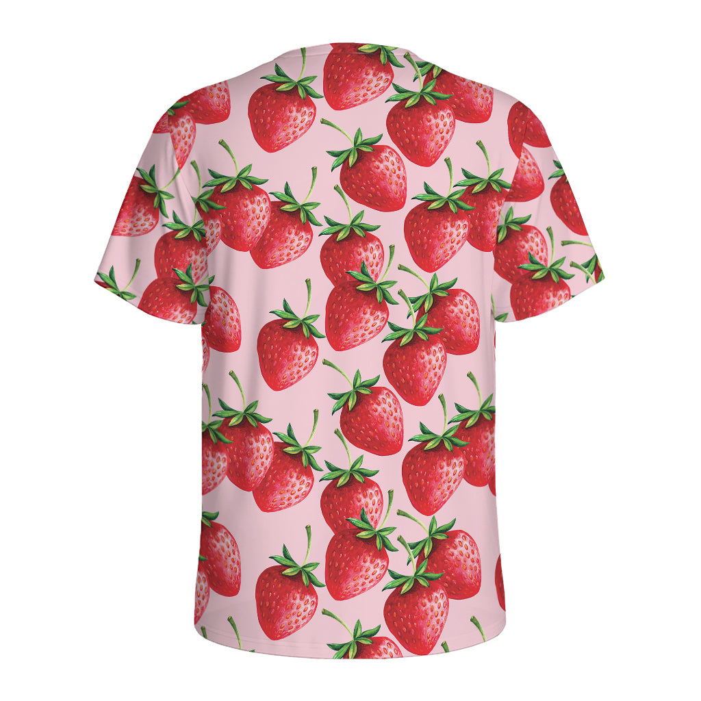 Strawberry Fruit Pattern Print Men's Sports T-Shirt