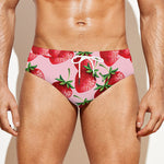Strawberry Fruit Pattern Print Men's Swim Briefs