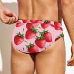 Strawberry Fruit Pattern Print Men's Swim Briefs