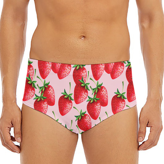 Strawberry Fruit Pattern Print Men's Triangle Swim Briefs