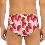 Strawberry Fruit Pattern Print Men's Triangle Swim Briefs