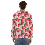 Strawberry Fruit Pattern Print Men's Velvet Pullover Hoodie
