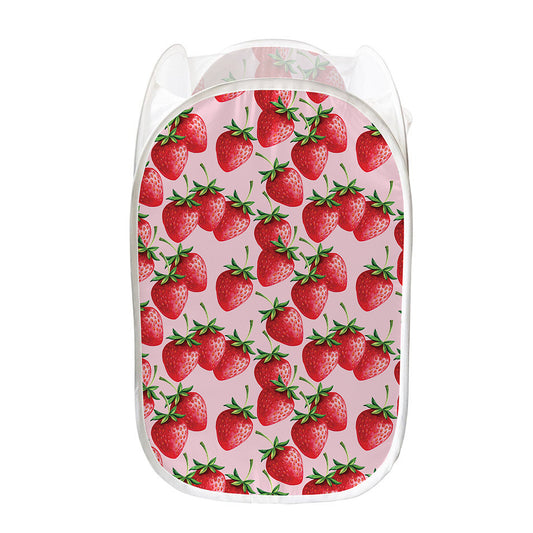 Strawberry Fruit Pattern Print Mesh Laundry Hamper