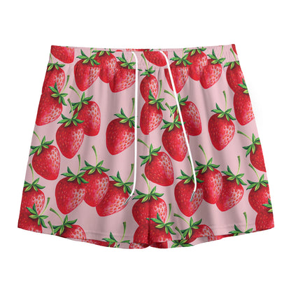 Strawberry Fruit Pattern Print Mesh Shorts