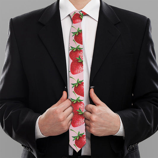 Strawberry Fruit Pattern Print Necktie