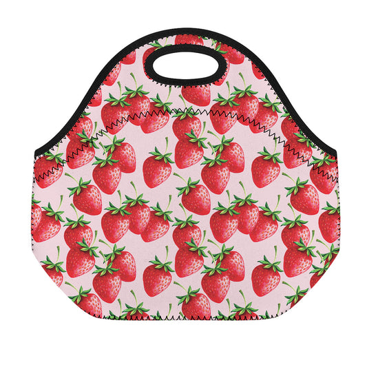 Strawberry Fruit Pattern Print Neoprene Lunch Bag