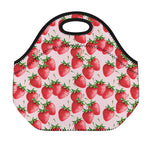 Strawberry Fruit Pattern Print Neoprene Lunch Bag