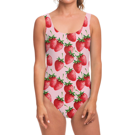 Strawberry Fruit Pattern Print One Piece Swimsuit