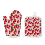Strawberry Fruit Pattern Print Oven Mitt And Pot Holder Set