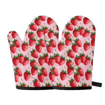 Strawberry Fruit Pattern Print Oven Mitts