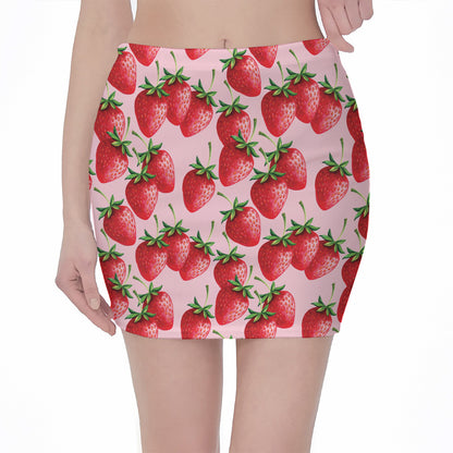 Strawberry Fruit Pattern Print Pencil Mini Skirt