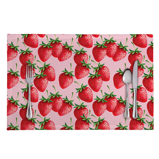 Strawberry Fruit Pattern Print Placemat