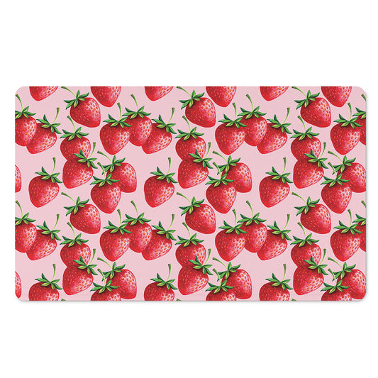 Strawberry Fruit Pattern Print Polyester Doormat