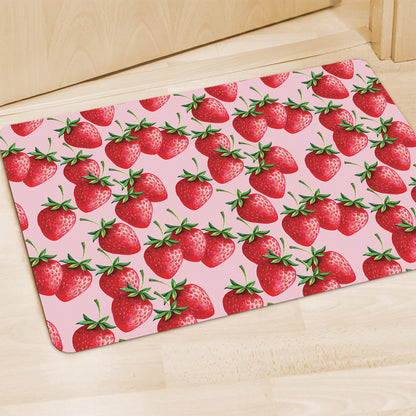 Strawberry Fruit Pattern Print Polyester Doormat