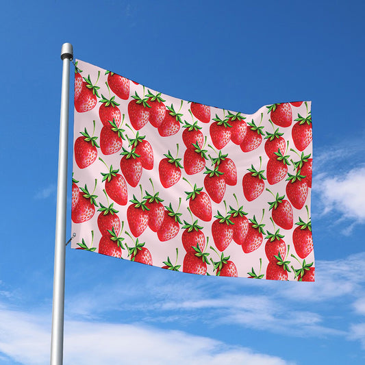 Strawberry Fruit Pattern Print Polyester Flag