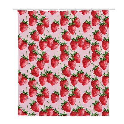 Strawberry Fruit Pattern Print Polyester Shower Curtain