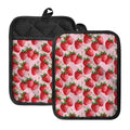 Strawberry Fruit Pattern Print Pot Holders With Pocket