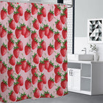 Strawberry Fruit Pattern Print Premium Shower Curtain
