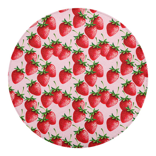Strawberry Fruit Pattern Print Round Blanket