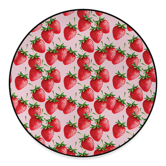 Strawberry Fruit Pattern Print Round Floor Mat