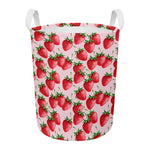 Strawberry Fruit Pattern Print Round Laundry Basket