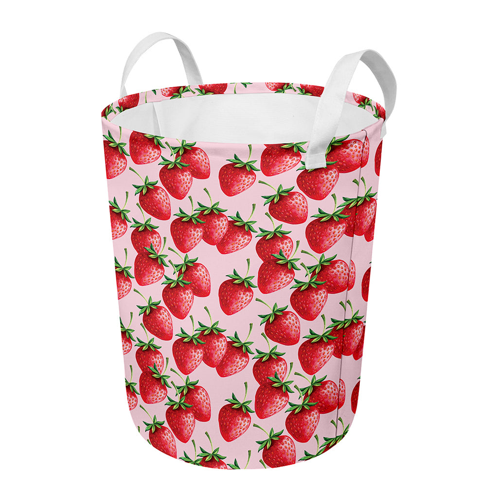 Strawberry Fruit Pattern Print Round Laundry Basket