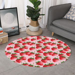 Strawberry Fruit Pattern Print Round Rug