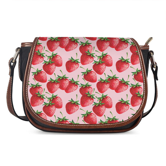 Strawberry Fruit Pattern Print Saddle Bag