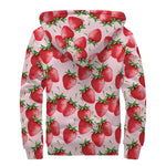 Strawberry Fruit Pattern Print Sherpa Lined Zip Up Hoodie
