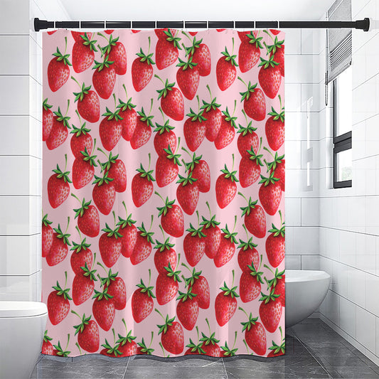 Strawberry Fruit Pattern Print Shower Curtain