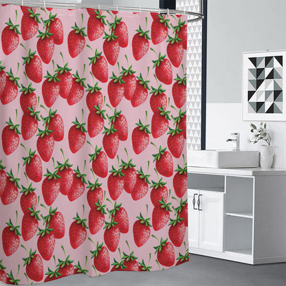 Strawberry Fruit Pattern Print Shower Curtain