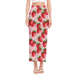Strawberry Fruit Pattern Print Side Slit Maxi Skirt