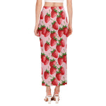 Strawberry Fruit Pattern Print Side Slit Maxi Skirt