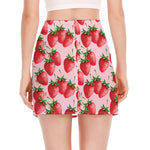 Strawberry Fruit Pattern Print Side Slit Mini Skirt